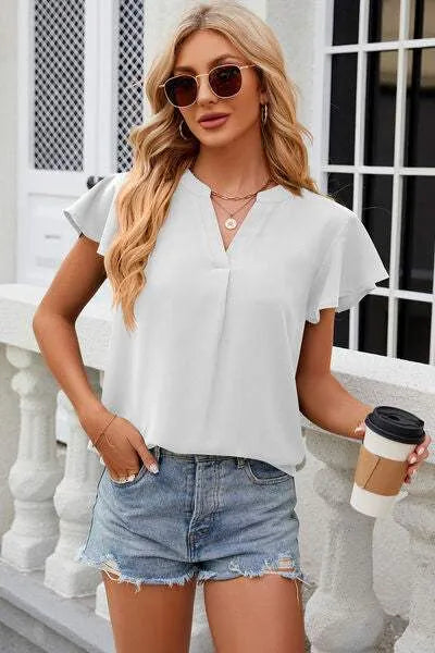 Notched Cap Sleeve T-Shirt Women's T-Shirts - Tophatter Daily Deals